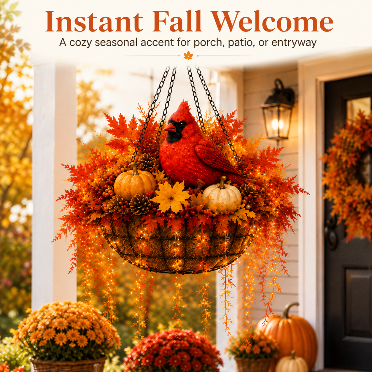 ❤️🍂Fall Animal Hanging Basket Collection：Cardinal / Deer / Fox / Squirrel
