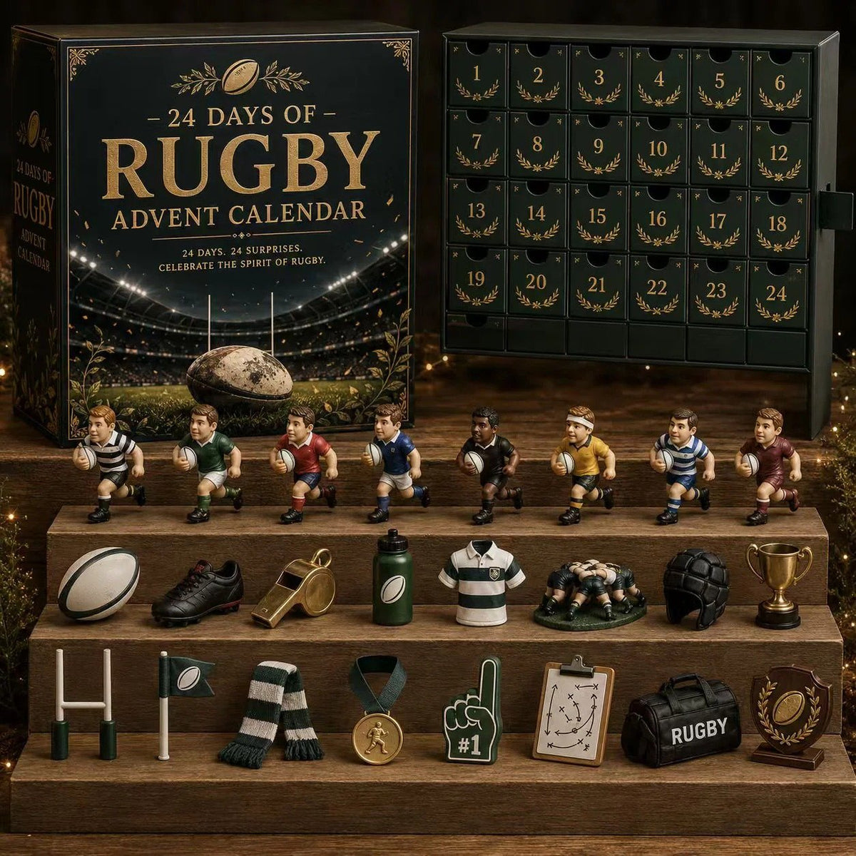 24 rugby themed collectible charms