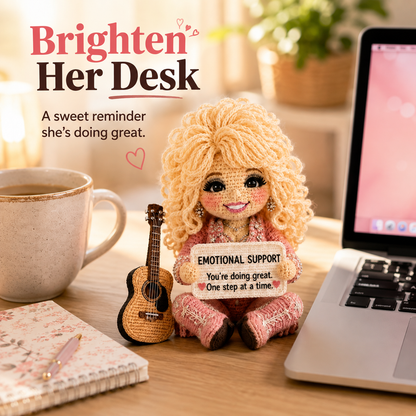 Little Emotional Support Friend – Handmade Crochet Encouragement Doll with Mini Guitar