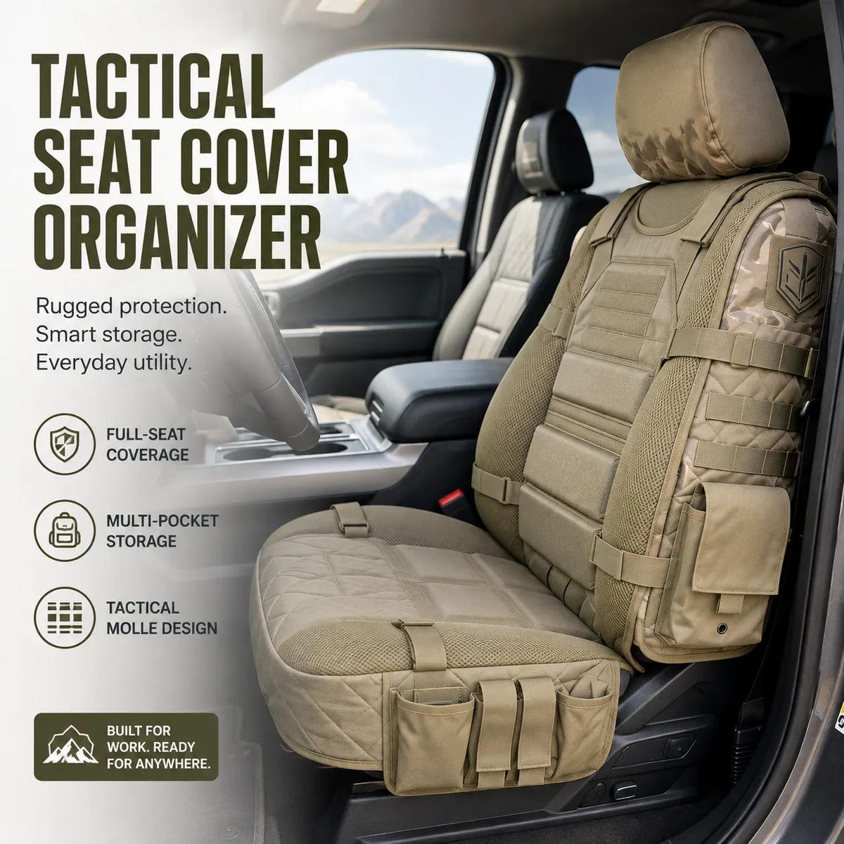 Tactical Car Seat Cover Organizer – Rugged Protection & Smart Storage