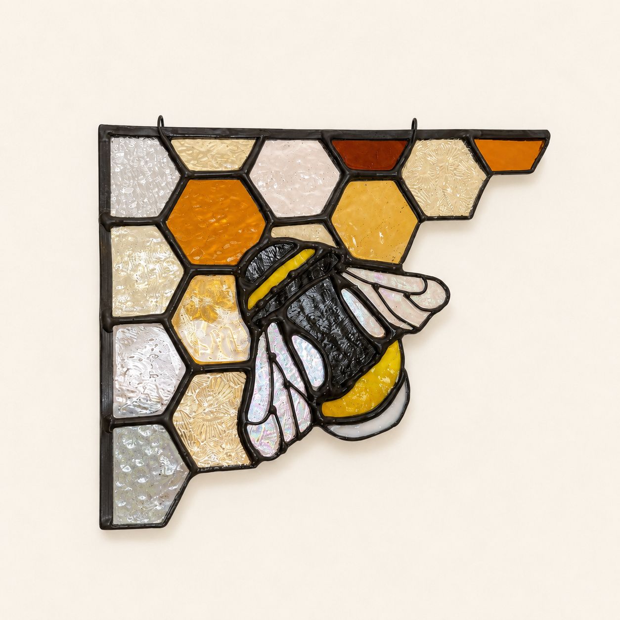 Nature’s Light Stained Glass Doorway Corner Suncatcher – Honeybee, Hummingbird & Cardinal