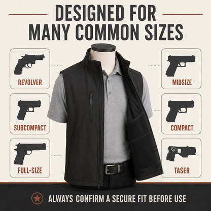 Men’s Everyday Concealment Vest – Dual-Side Built-In Holster & Inner Storage