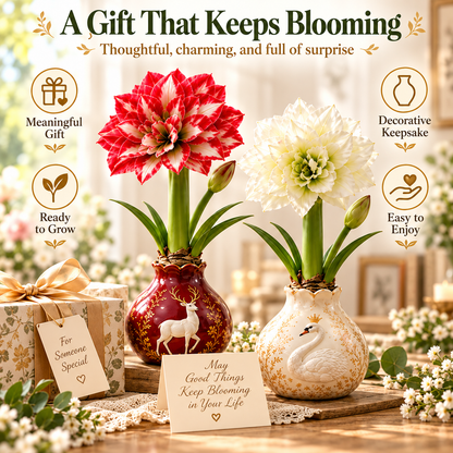 Grow Your Own Amaryllis – Blooming Gift Pot with Decorative Animal Vase