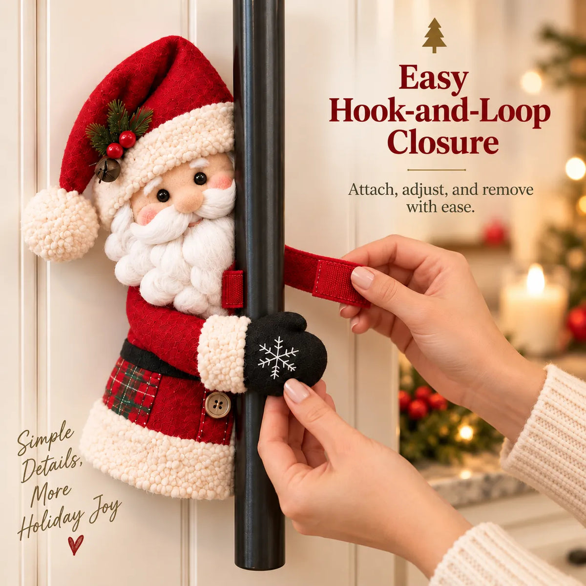 Easy hook and loop Christmas handle hugger closure