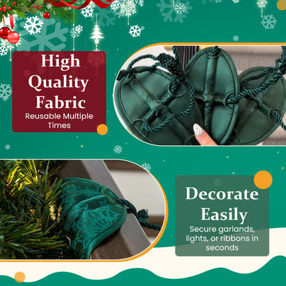 Reusable Banister Garland Ties – No-Scratch Christmas Decor Straps