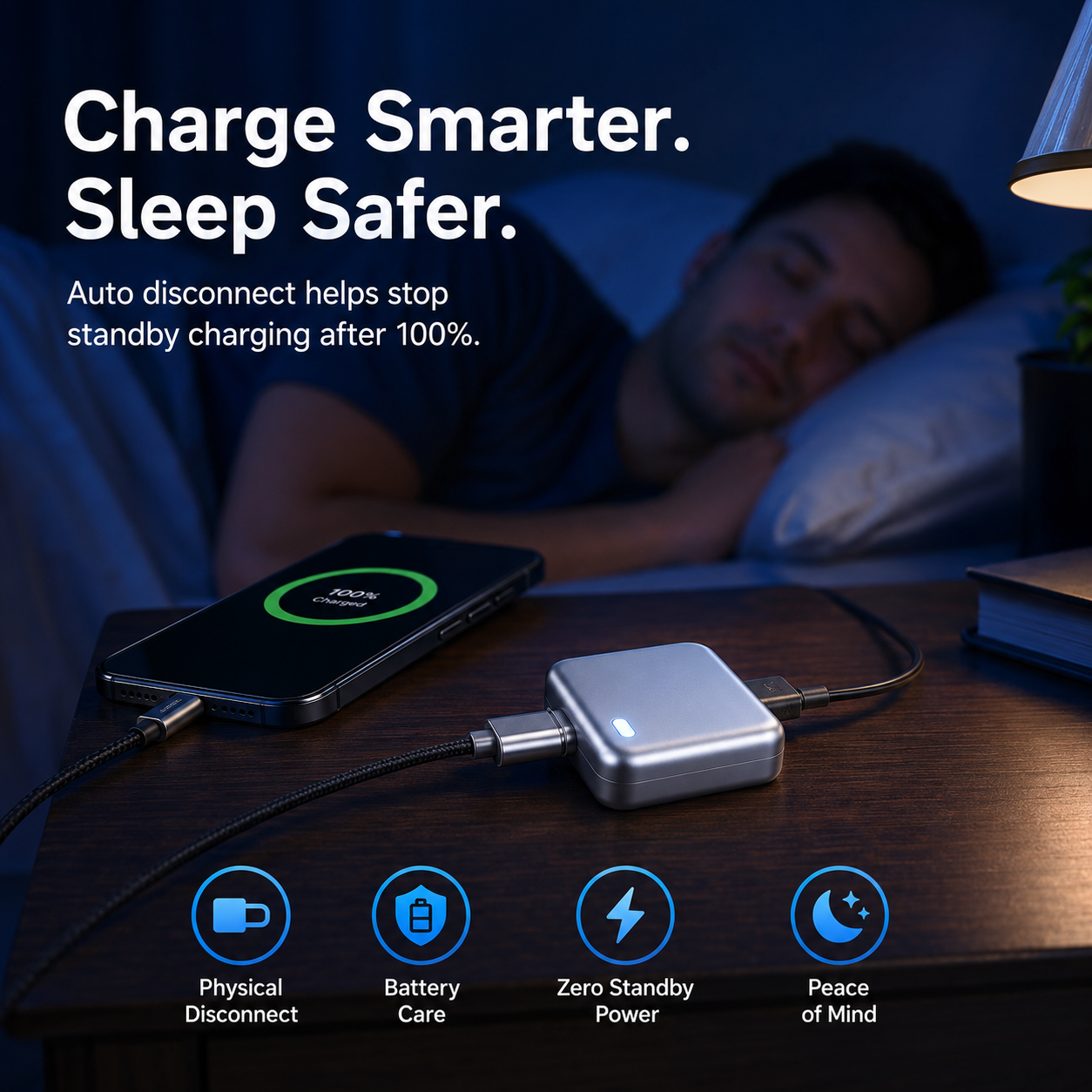 Smart Auto-Disconnect USB-C Charging Adapter – Up to 140W Pass-Through