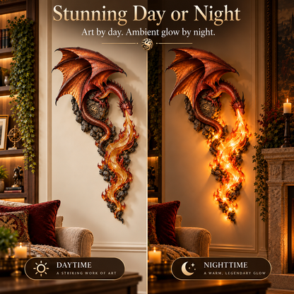Dragon Flame Wall Sconce – Glowing Fantasy Dragon Wall Decor