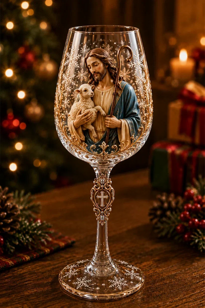 🎅 2026 Christmas Gift 50% Off--✝️Faith & Grace 3D Christian Wine Glass Set – Meaningful Faith Gift🎁