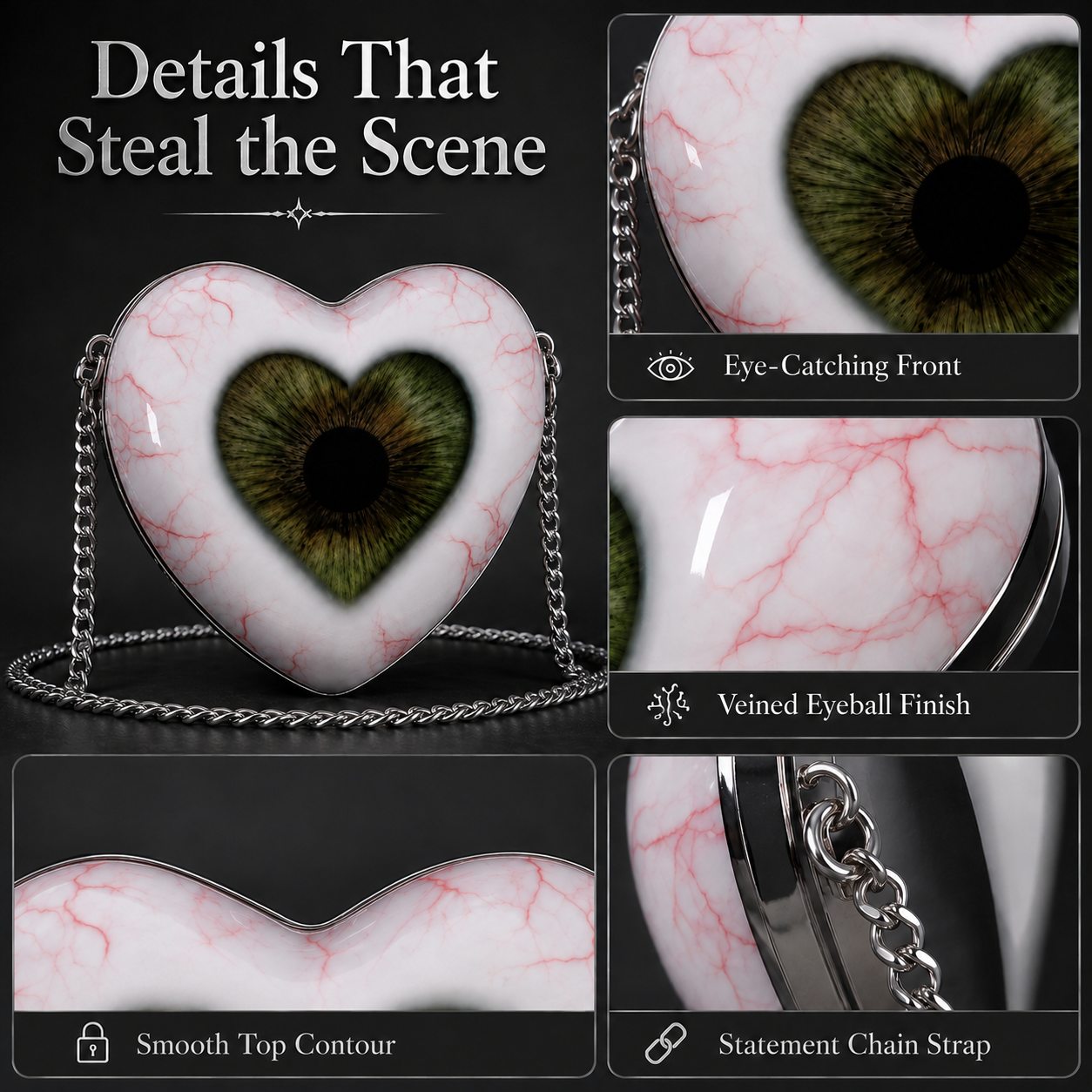 Gothic Heart Eye Statement Crossbody Bag