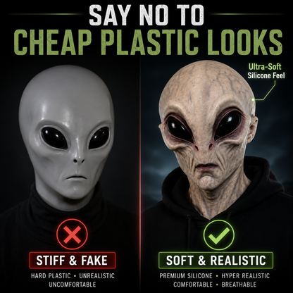 Hyper-Realistic Alien Full Head Mask – Unisex Silicone Halloween Costume Mask