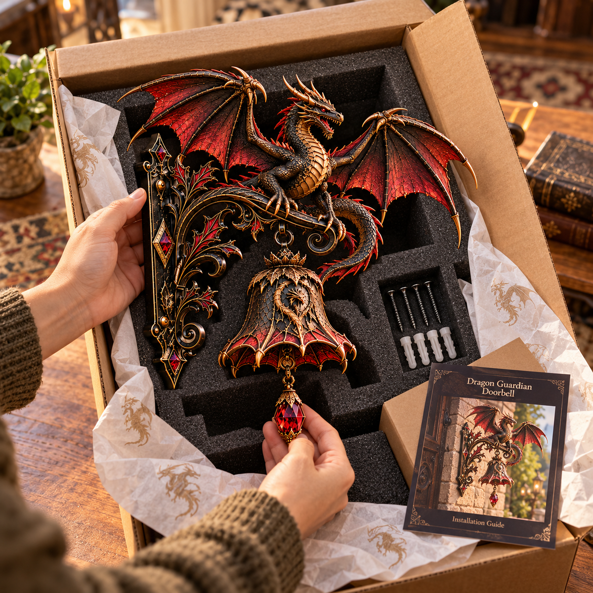 🐉😈 Gothic Guardian Welcome Bell™ – Medieval Fantasy Dragon & Demon Door Bell Collection