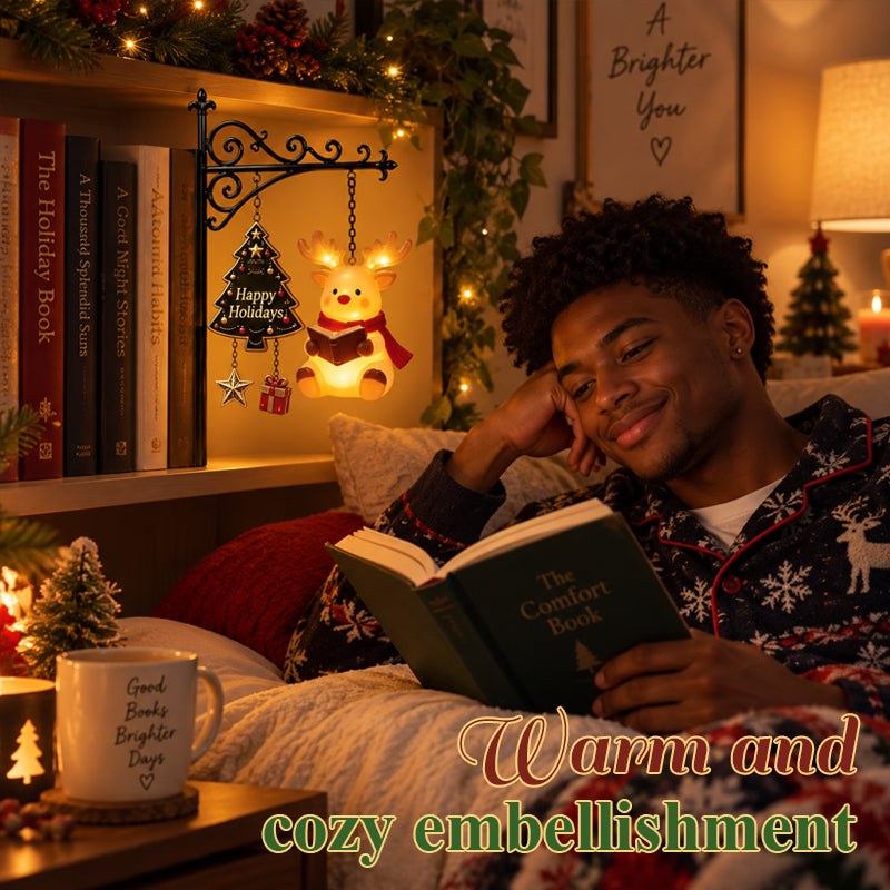 📚🎄 Cozy Christmas Shelf Glow – Hanging Holiday Character Reading Nook Light