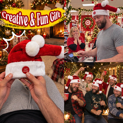 🎅😂 Funny Moving Santa Hat--press the button and watch it move