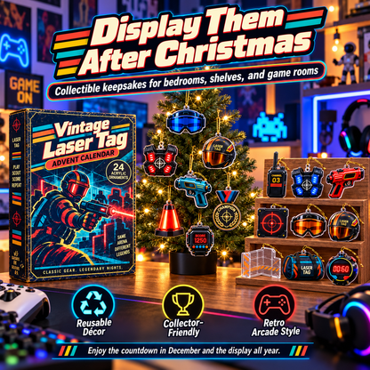 Vintage Laser Tag Advent Calendar – 24 Retro Gaming Acrylic Ornaments