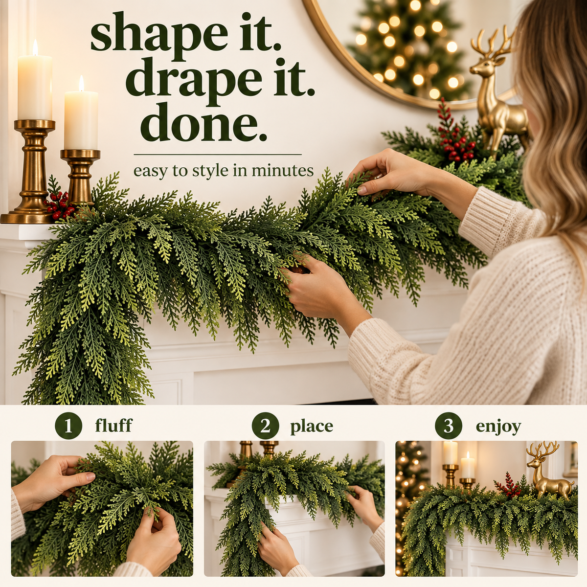 Easy Christmas garland decorating