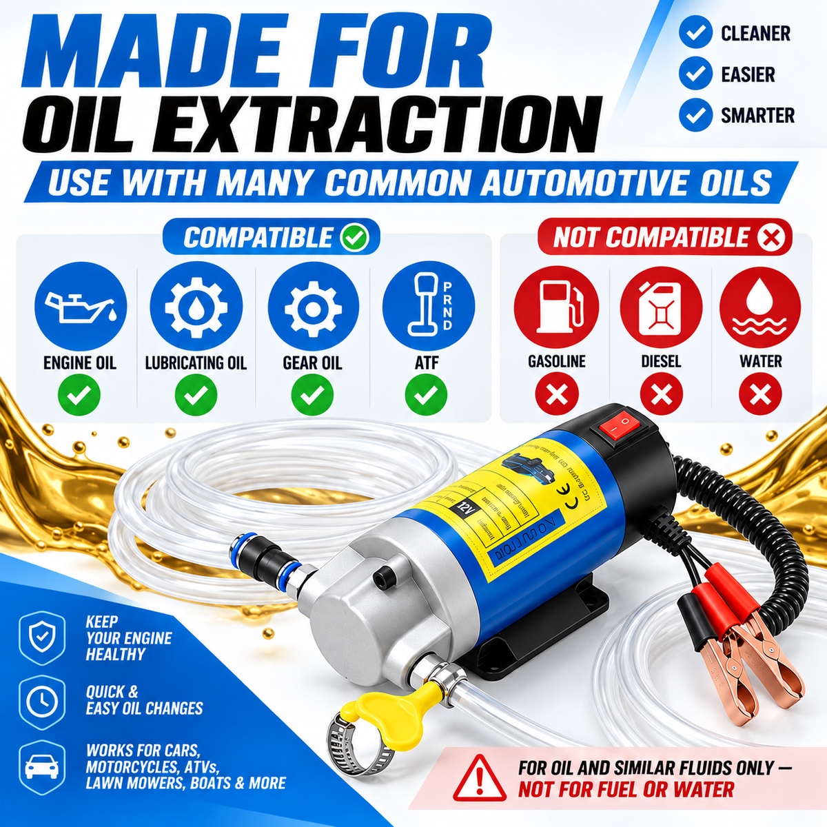 Portable 12 Volt Oil Change Pump | Universal Vehicle Compatibility