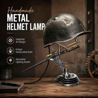 ⏰ 49% OFF Today Only!–🪖 War Relic Vintage Helmet Table Lamp
