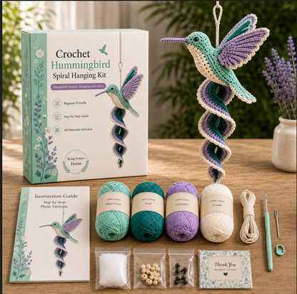 🧶 Crochet Garden Animal Spiral Hanging Kit – Beginner-Friendly DIY Craft