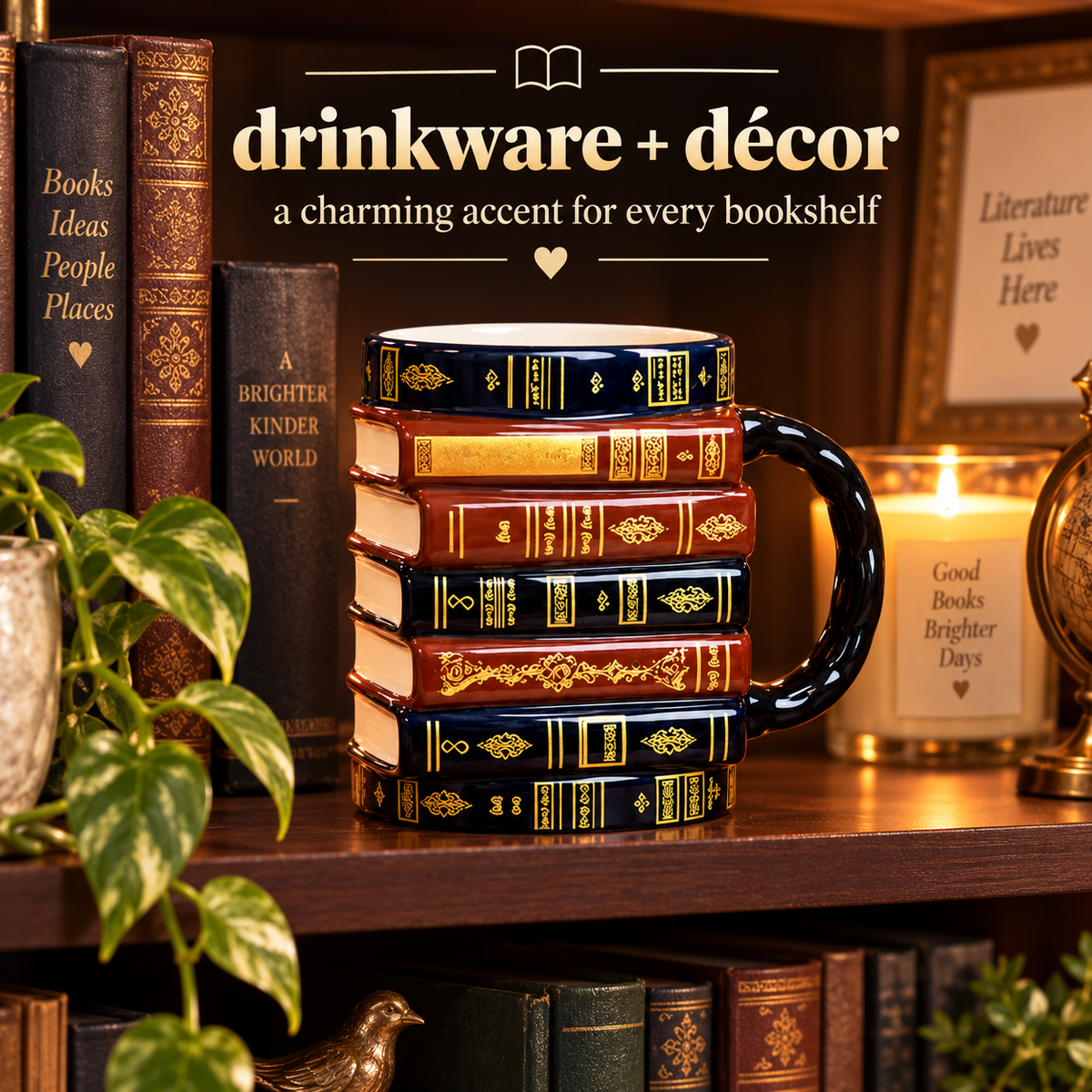 Vintage Book Stack Mug – Cozy Ceramic Gift for Book Lovers