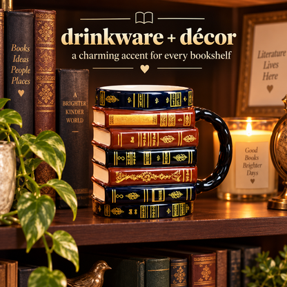 Vintage Book Stack Mug – Cozy Ceramic Gift for Book Lovers
