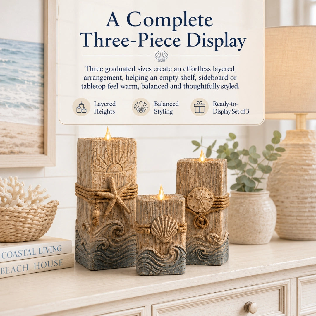 Coastal Glow LED Candle Set