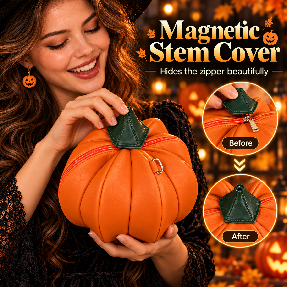 Pumpkin purse magnetic stem cover