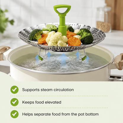 One Steamer Basket. Multiple Pot Sizes