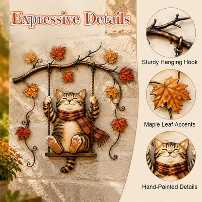🐱Autumn Cat Metal Wall Decor – Swinging & Standing Cat Designs🍂🐈