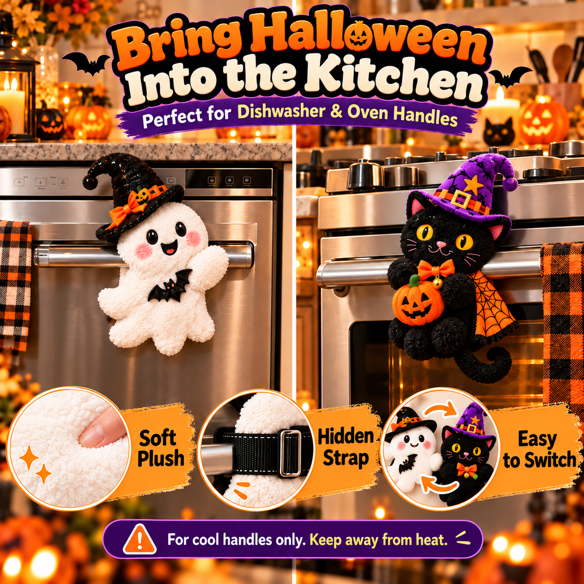 Halloween Handle Huggers – Plush Fridge, Rail & Hook Decorations