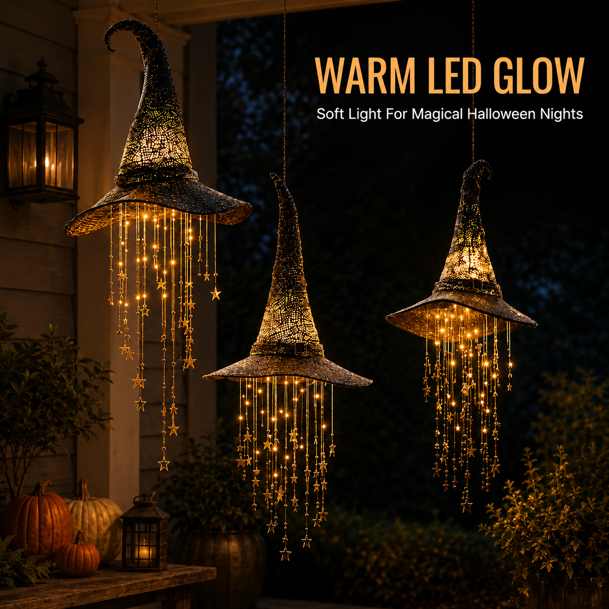 Lighted Witch Hat Hanging Chime