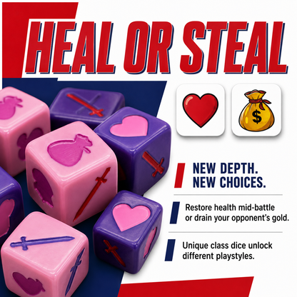 Ultimate Dice Fights Bundle – 2-Player Strategy Game with Heal or Steal Set & Battle Mat