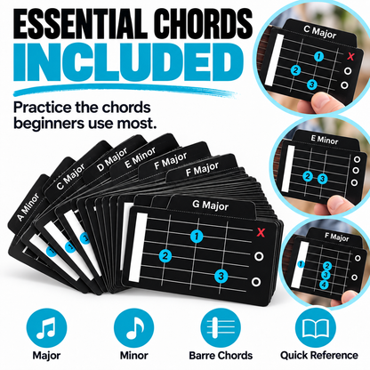 Learn Guitar Chords Faster – Beginner Fretboard Guide Cards
