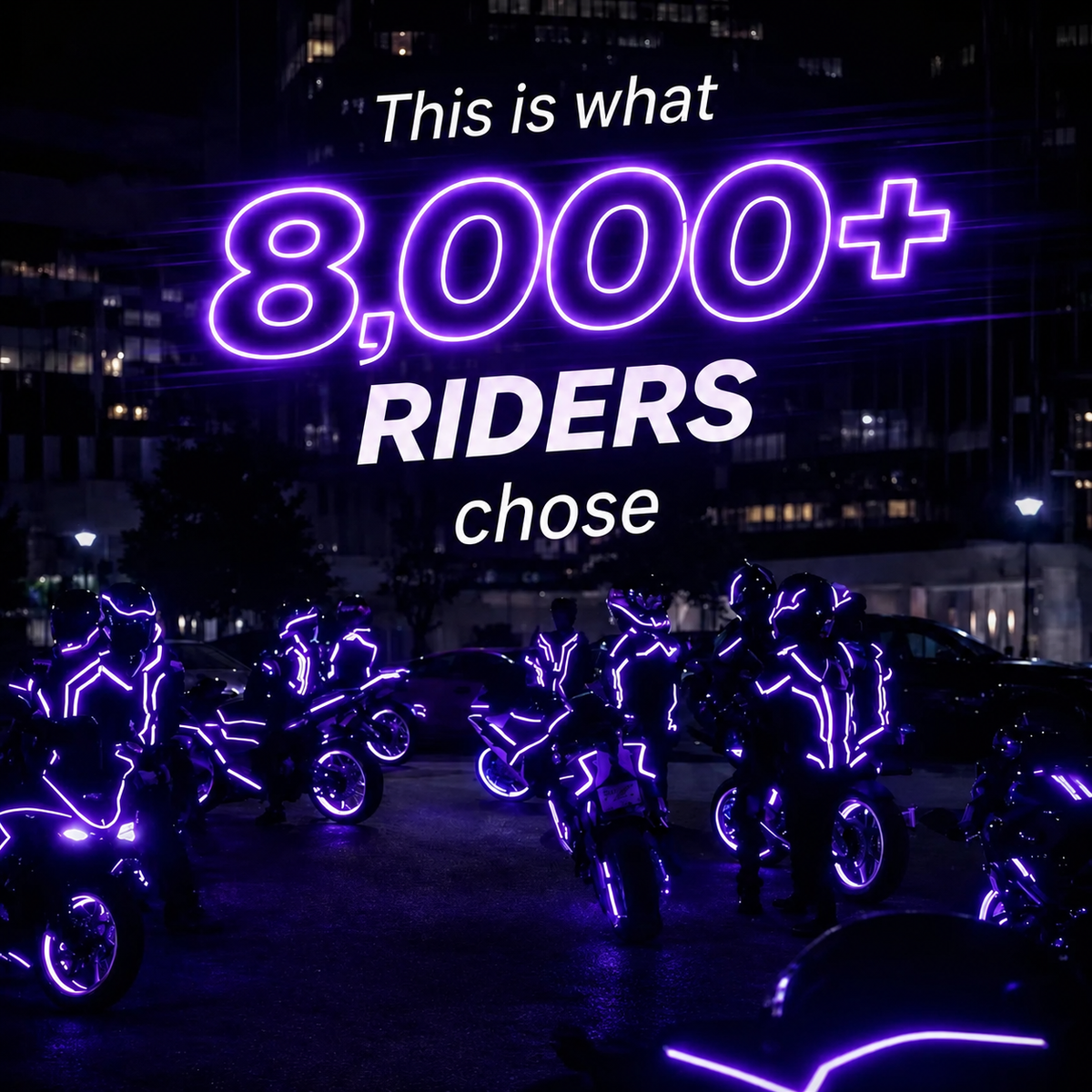 Motorcycle riders with custom accent lighting