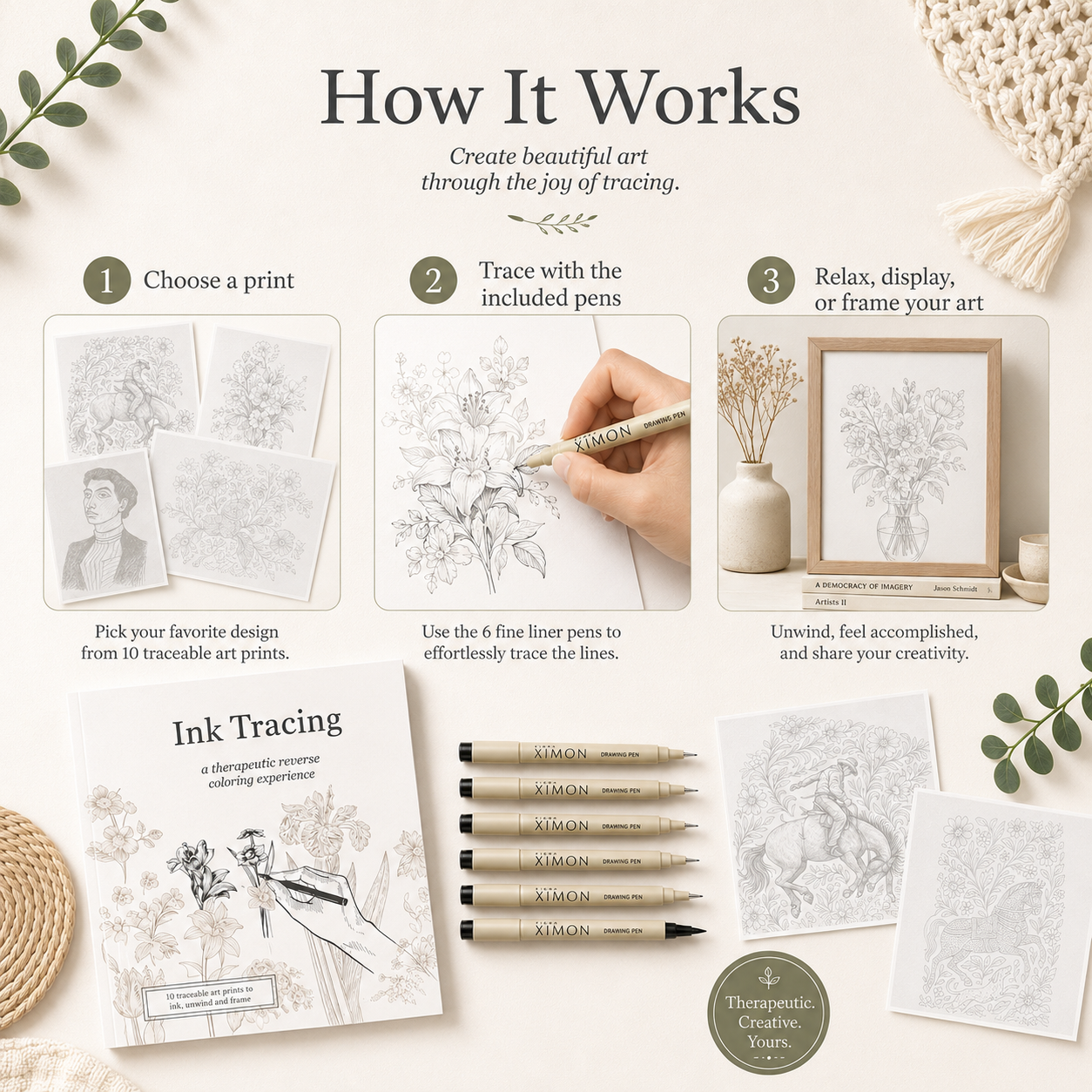 Beginner-Friendly 💕 Ink Tracing – A Relaxing Reverse Coloring Experience
