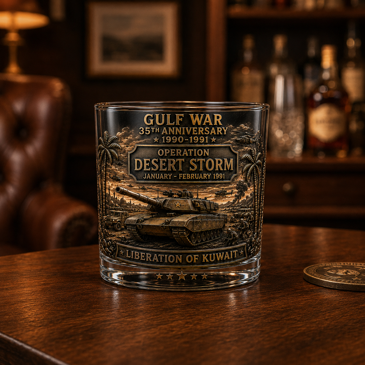 Gulf War 35th Anniversary Commemorative Whiskey Glass