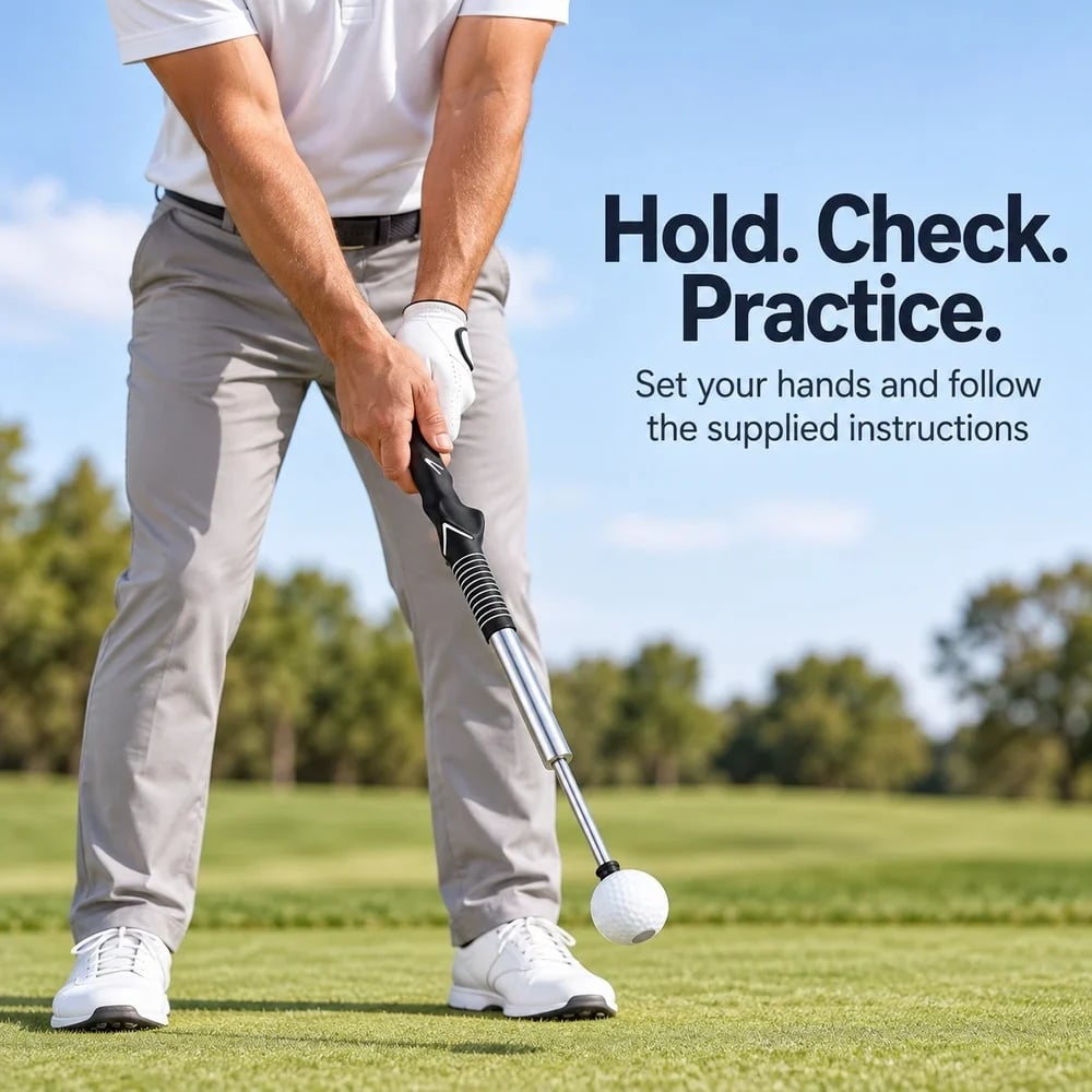 💥🏆Golf Grip Practice Tool with Contoured Handle and Ball End