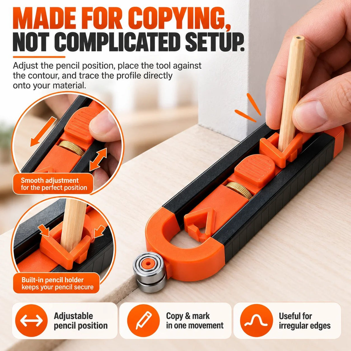 📐🔒 Locking Contour Gauge & Scribe Tool – Copy, Trace & Fit Irregular Shapes with Ease