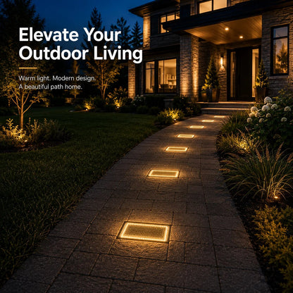 ⭐☀️ Solar Paver Lights 4'×8' – Warm White Recessed Ground Lights for Driveways, Walkways & Patios