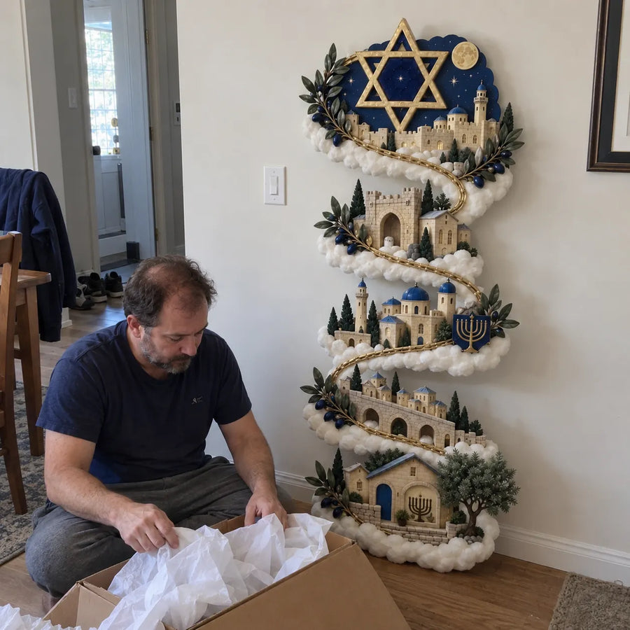 Hanukkah wall display at home