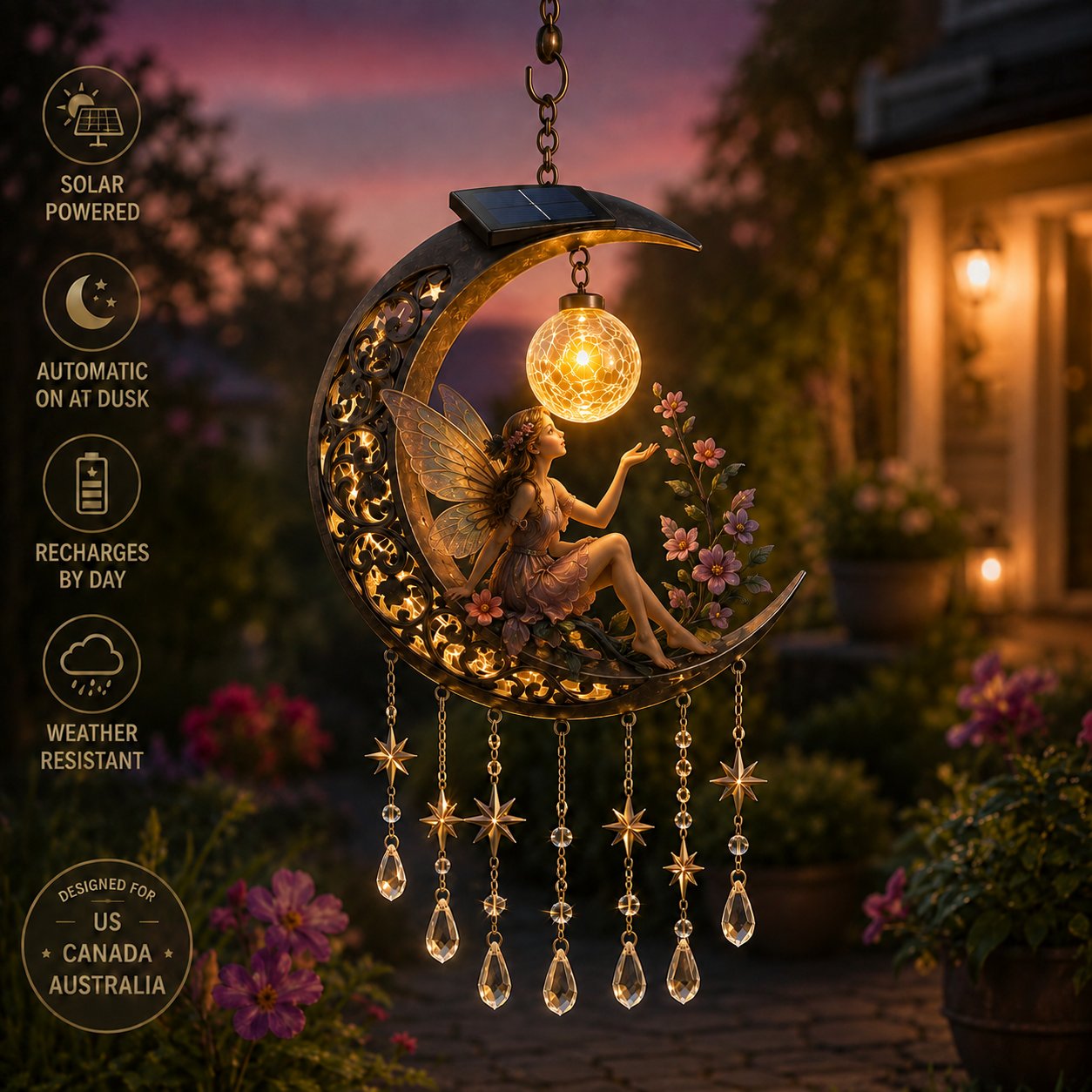✨Enchanted Moon Solar Garden Lights-A Little Moonlight. A Little Magic. Every Night.