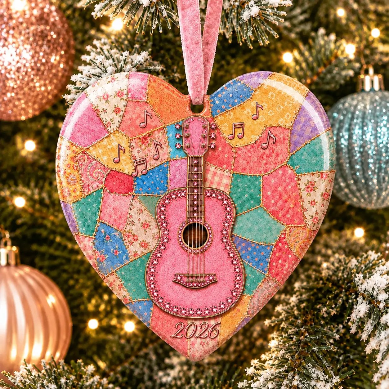 🎁Last Day 50% OFF - Pink Guitar Memorial Heart Ornament