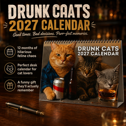 🔥Last Day 50% OFF 🍺🐱Drunk Cats 2027 Calendar