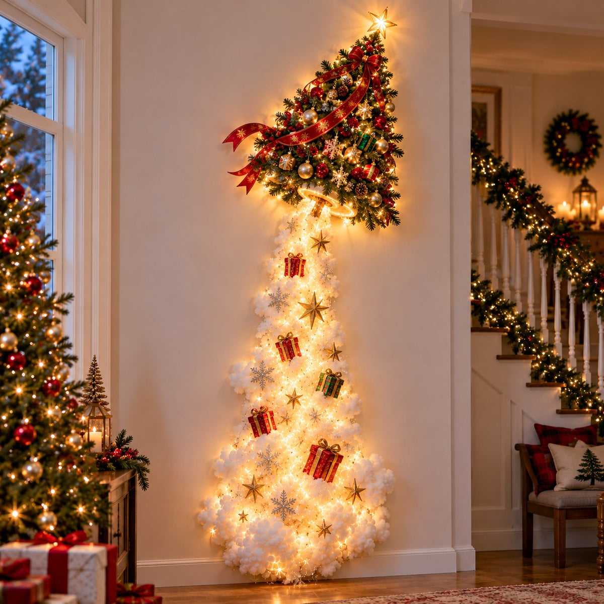 Close-up Christmas wall light scene