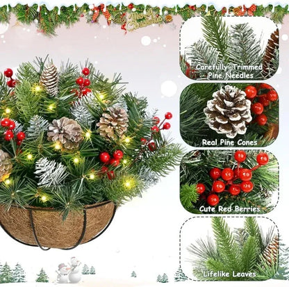 🔥60% OFF 🎄Christmas Hot Sale🏆Pre-Lit Artificial Christmas Hanging Basket