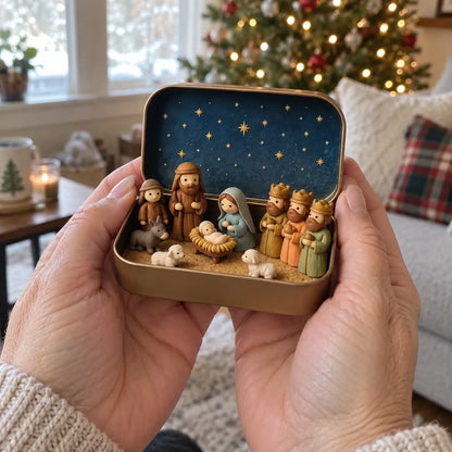 🔥Last Day 49% OFF - ✝️Religious Pocket-Size Mini Nativity Scene Set with Storage Box