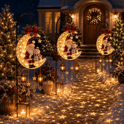 🎄 Lighted Santa &amp; Snowman Crescent Moon Christmas Hanging Decor