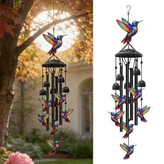 🔥Juneteenth 70 OFF-🐦Vintage Colorful Hummingbird Wind Chime with Metal Tubes and Bells