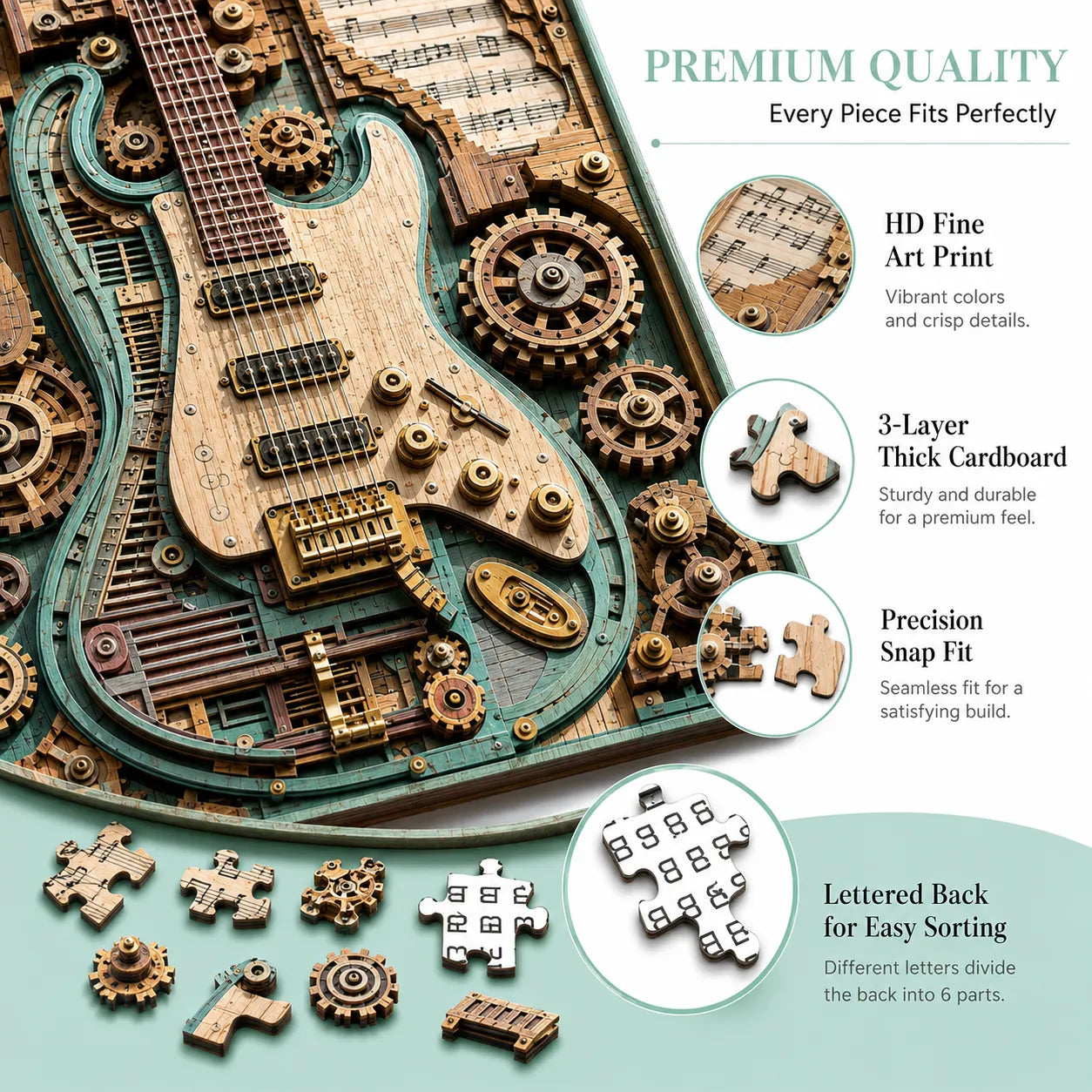 ⏰LAST DAY 50% OFF 🧩Creative Steampunk Guitar 3D Puzzle