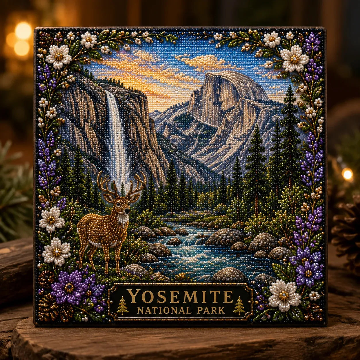 🏔️🌲 Premium 3D Pearl National Parks Wall Art Kit | Luxury Flocked Canvas with Scratch-Resistant Non-Fading Pearl Beads DIY Nature Decor ✨