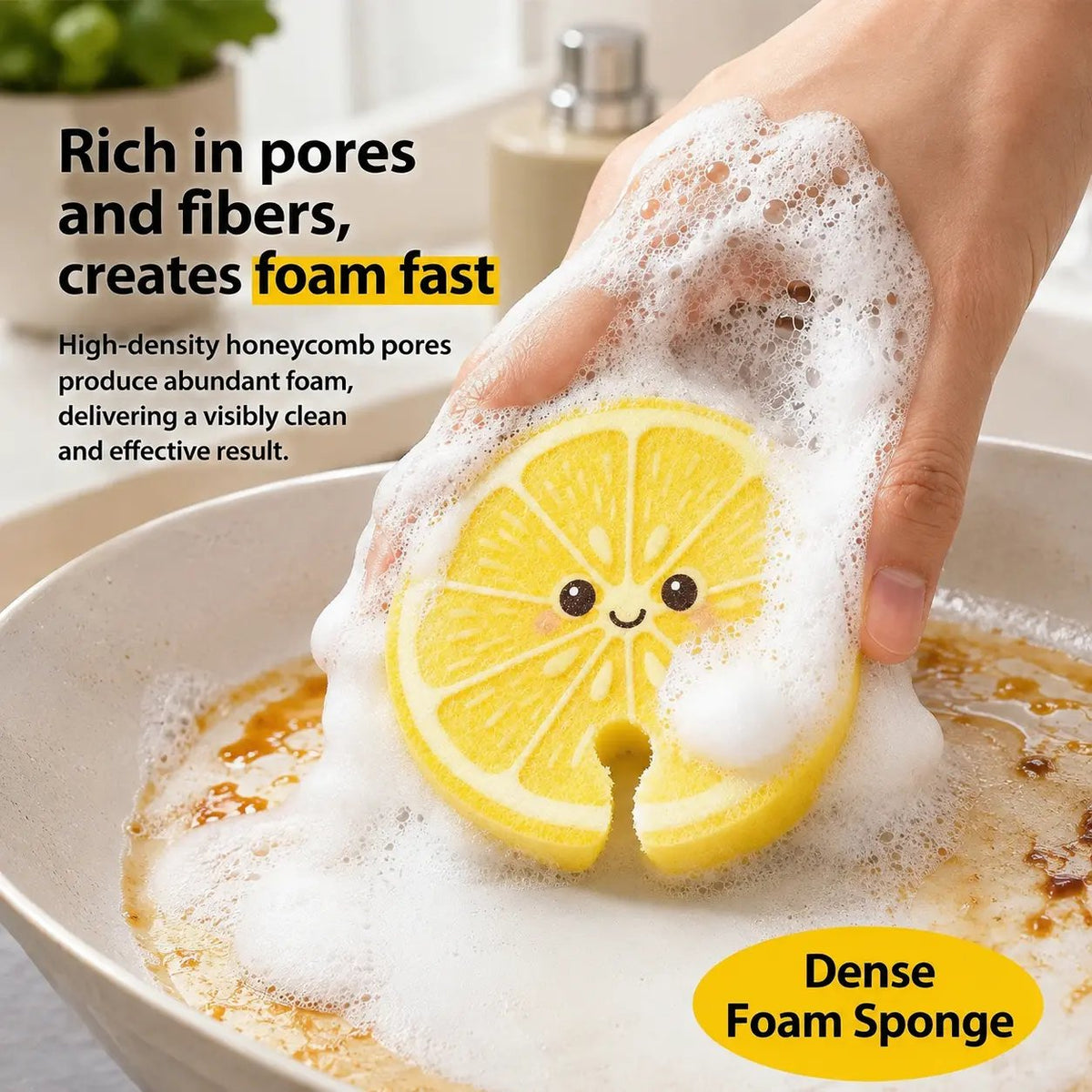 🍋🧽 Fruit Pop-Up Cleaning Sponges – 3-Piece Cellulose Kitchen Cleaning Set